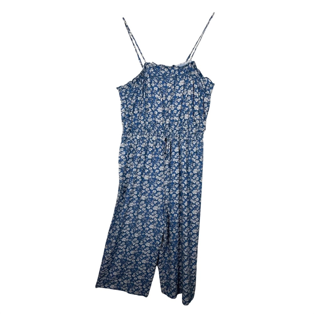 Nevena Rae Womens Jumpsuit Romper M/L Blue Ditsy Floral Romper Wide Leg Boho